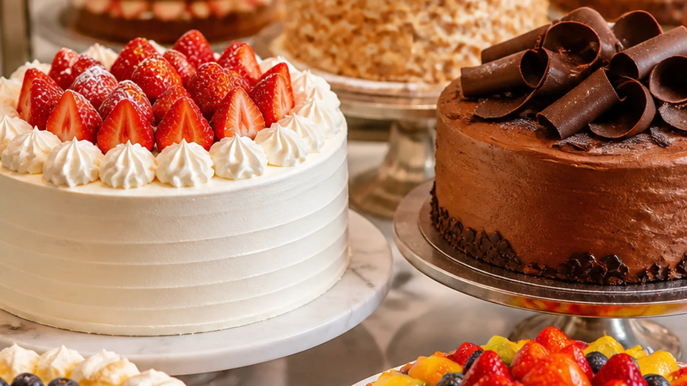Handcrafted layer cake decorated by hand